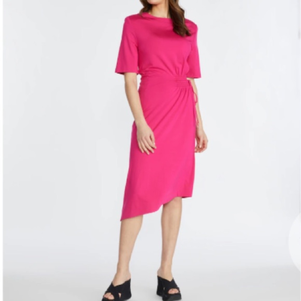 Badgley Mischka Shoulder Pad T-Shirt Dress With Side Detail